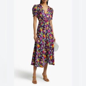 Saloni Lea Camellia Floral Silk Dress, size 0